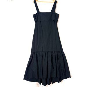 THEORY Tie Back Linen Blend Romantic Resort Square Neck Tiered Midi Dress L